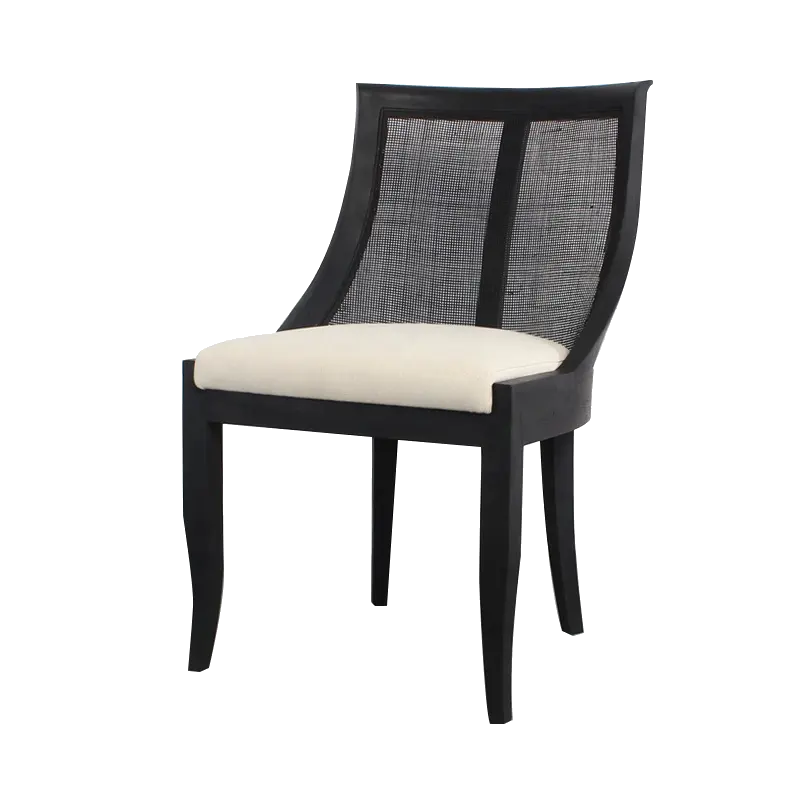 Rattan Spoon Back Dining Chair - Black