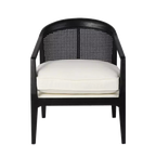Willow Black Rattan Arm Chair - White Linen