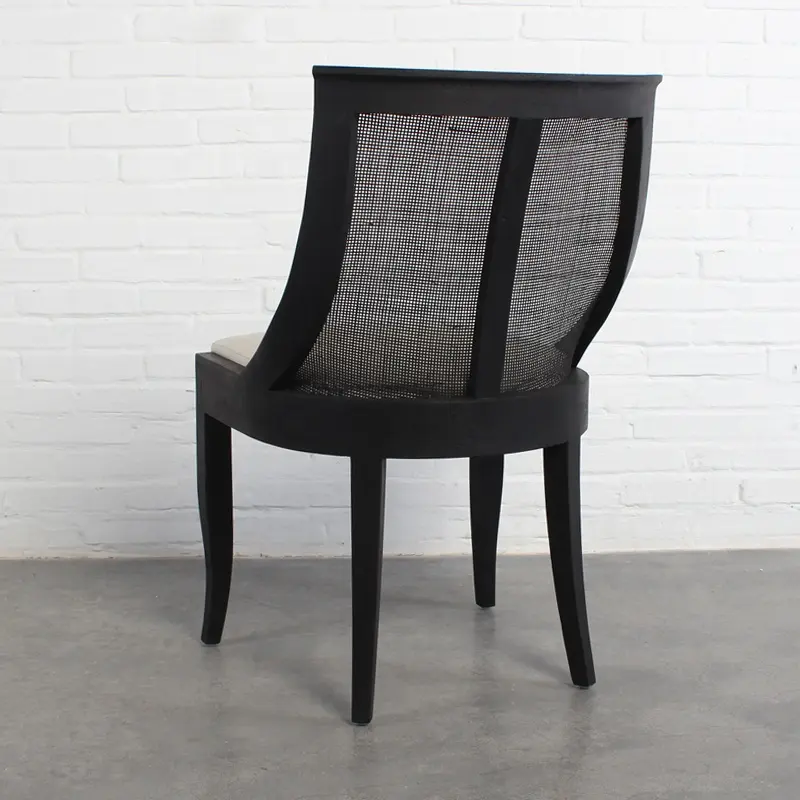 Rattan Spoon Back Dining Chair - Black