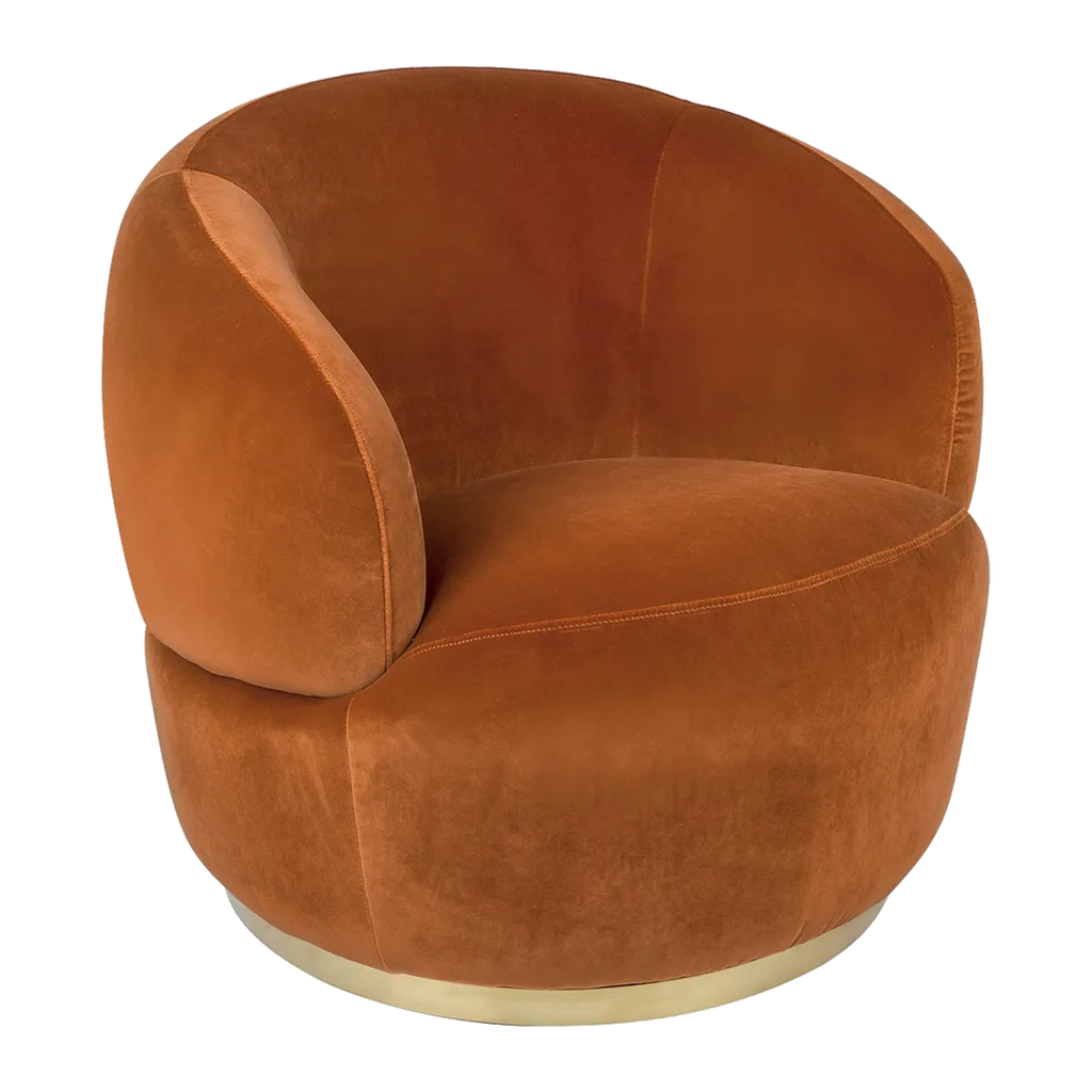 Tubby Swivel Arm Chair - Caramel Velvet