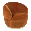 Tubby Swivel Arm Chair - Caramel Velvet