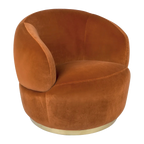 Tubby Swivel Arm Chair - Caramel Velvet