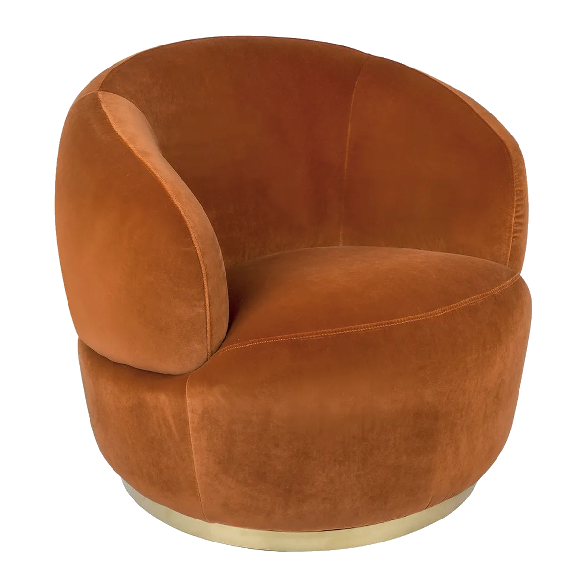 Tubby Swivel Arm Chair - Caramel Velvet