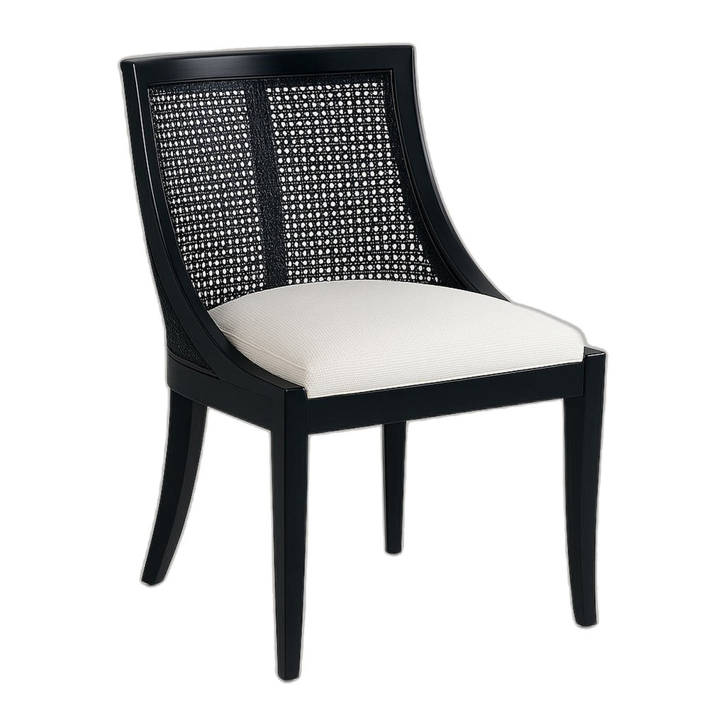 Rattan Spoon Back Dining Chair - Black