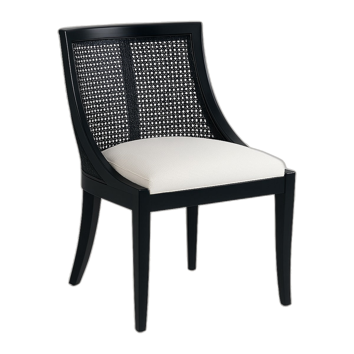 Rattan Spoon Back Dining Chair - Black