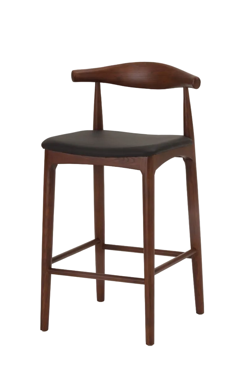 Hans Wegner Elbow Kitchen Stool 65cm - Dark Walnut