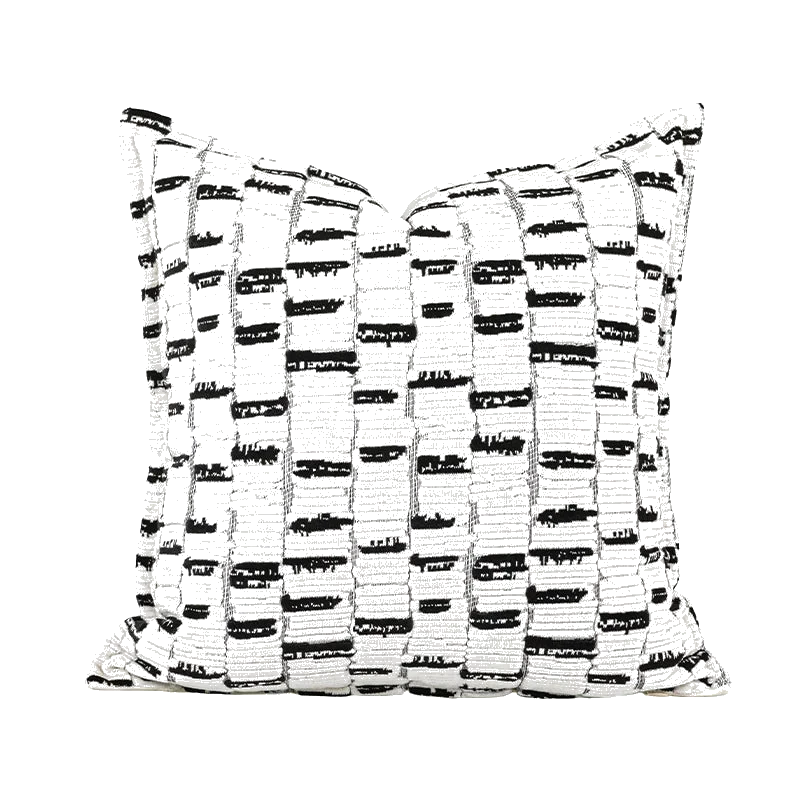 Siena Premium Linen Cushion - Black & White