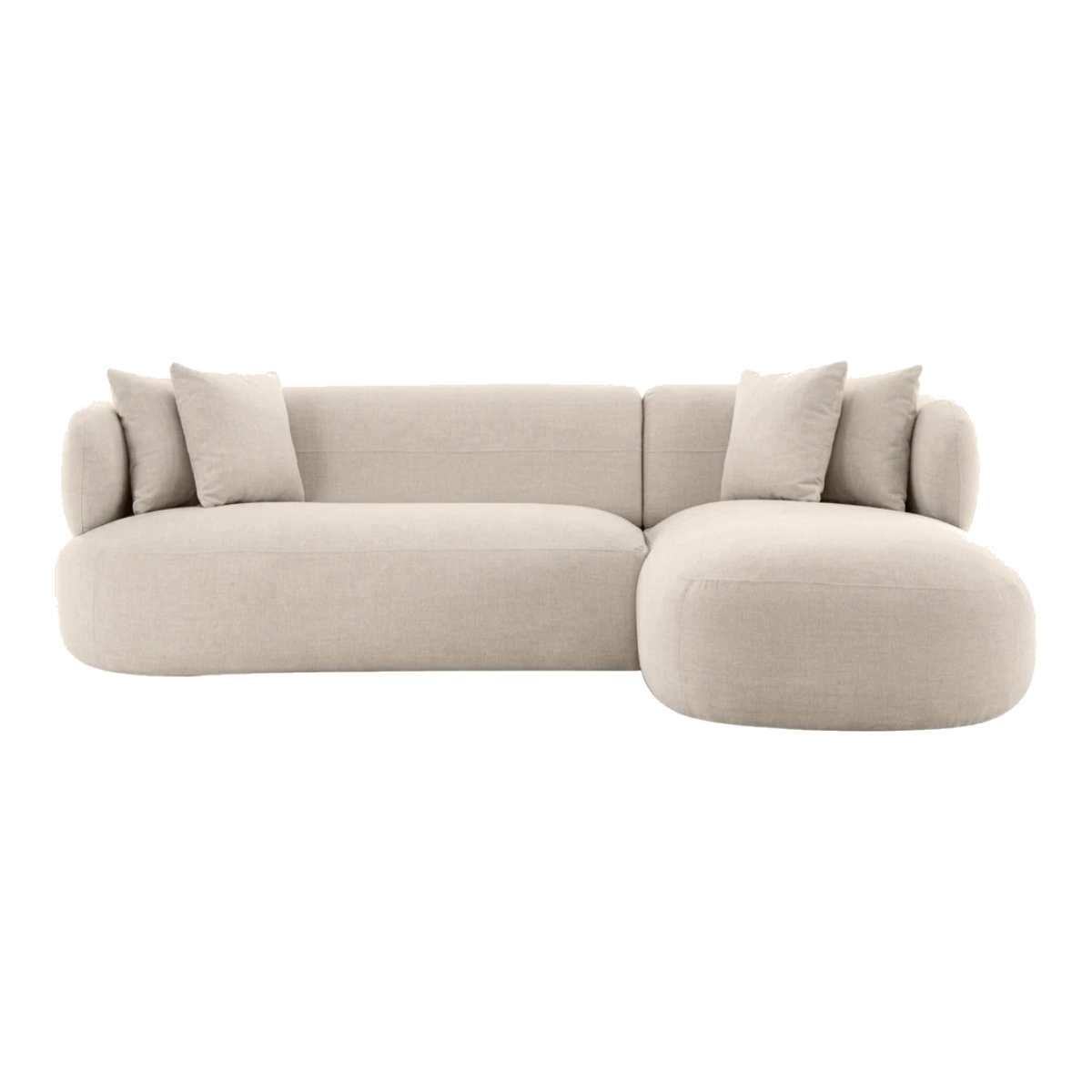 Sofa w Right Chaise - Natural Chenille