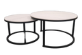 Tesla Matte Sintered Stone Nesting Coffee Tables - White & Black
