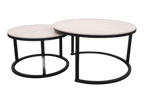 Tesla Matte Sintered Stone Nesting Coffee Tables - White & Black