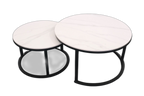 Tesla Matte Sintered Stone Nesting Coffee Tables - White & Black