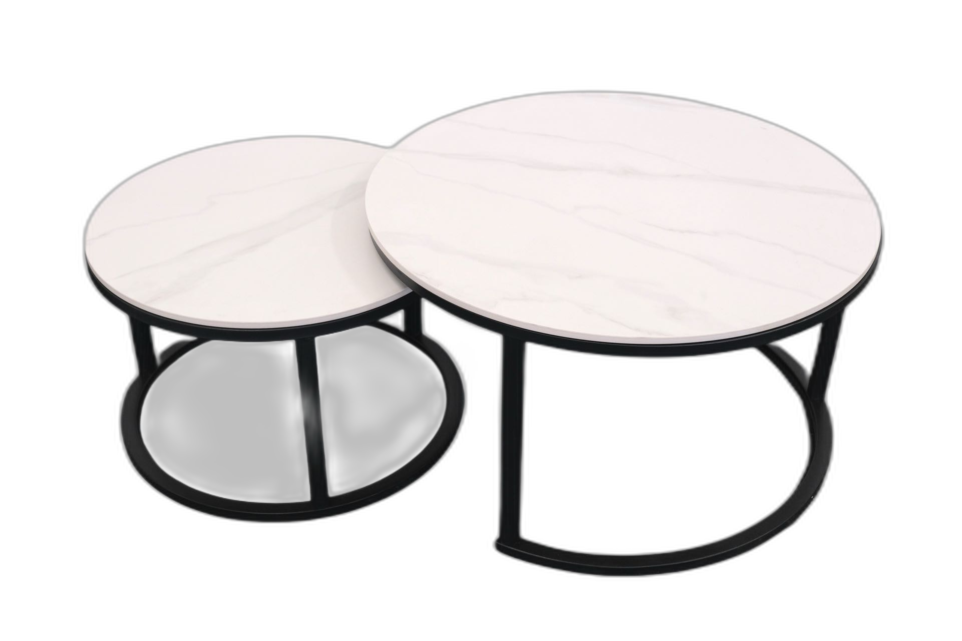 Tesla Matte Sintered Stone Nesting Coffee Tables - White & Black