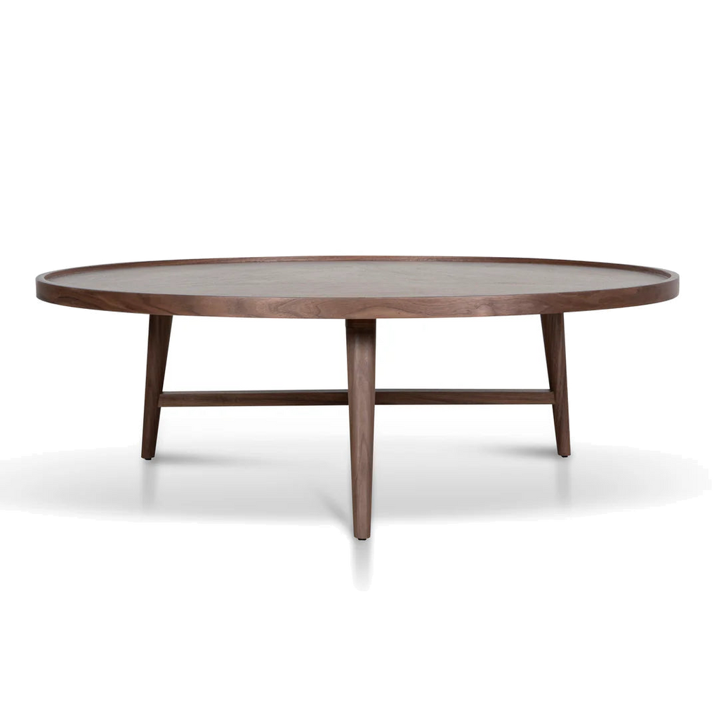 1.1m Wooden Round Coffee Table - Walnut