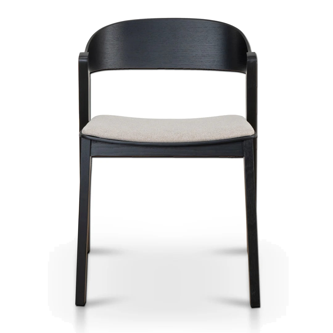 Black Dining Chair - Grey Seat (Set of 2)