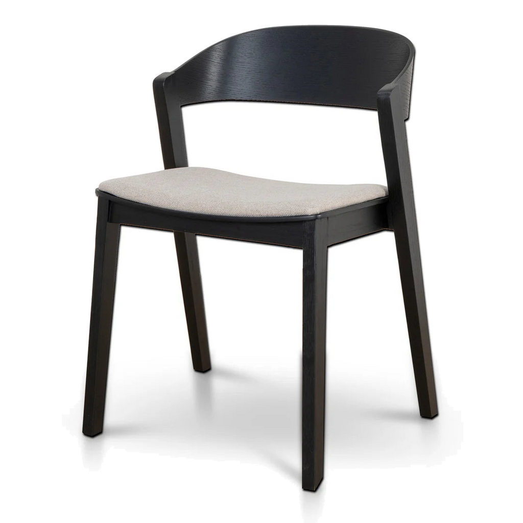 Black Dining Chair - Grey Seat (Set of 2)