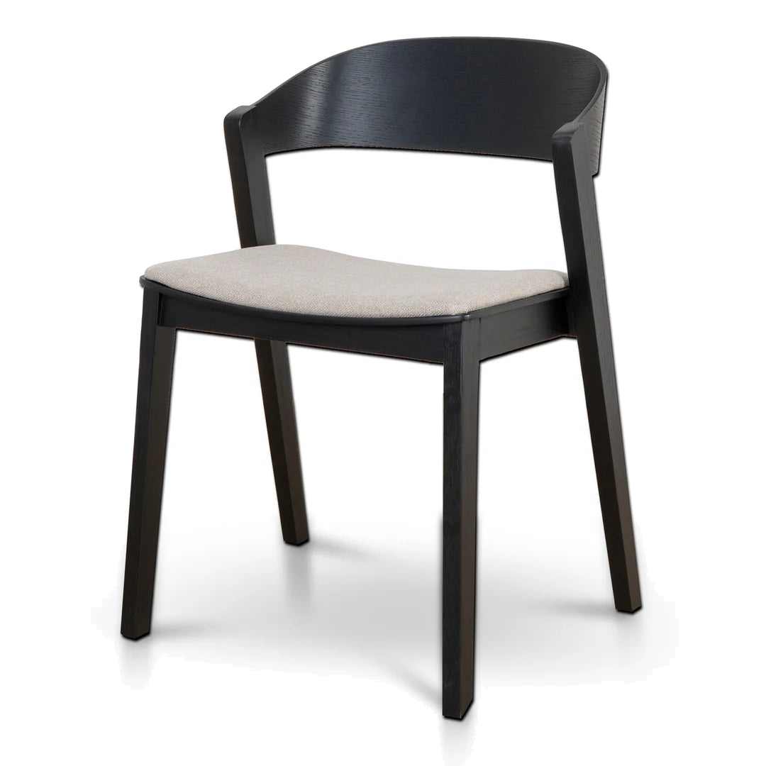 Black Dining Chair - Grey Seat (Set of 2)
