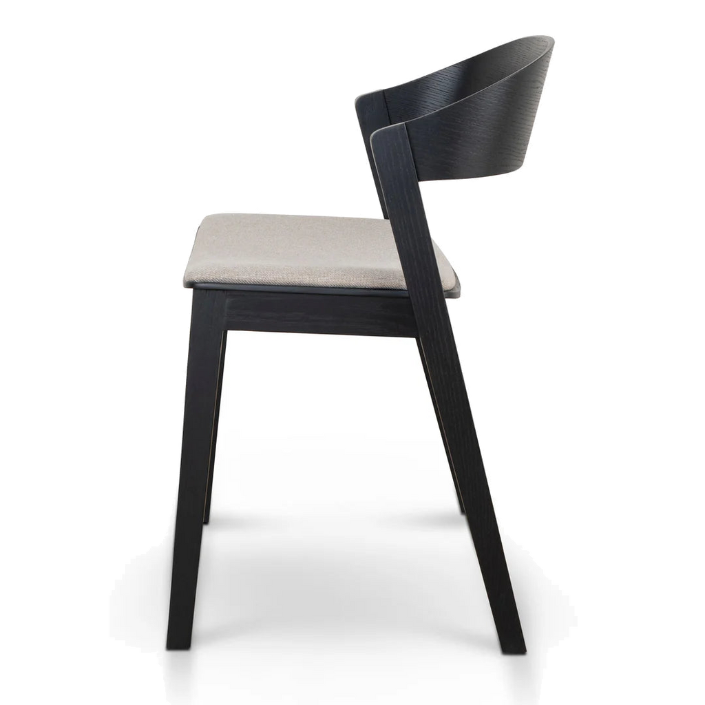 Black Dining Chair - Grey Seat (Set of 2)