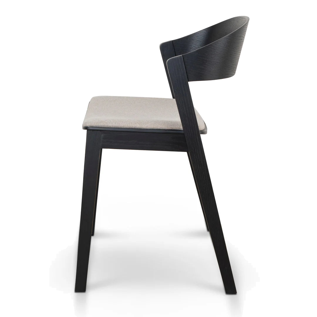 Black Dining Chair - Grey Seat (Set of 2)