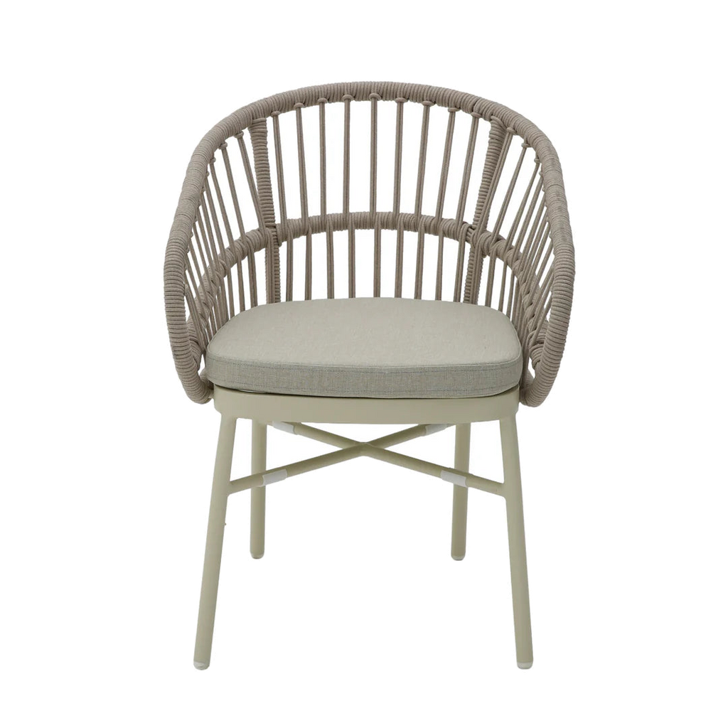 Taupe Rattan Outdoor Dining Chair - Beige Cushion (Set of 2)