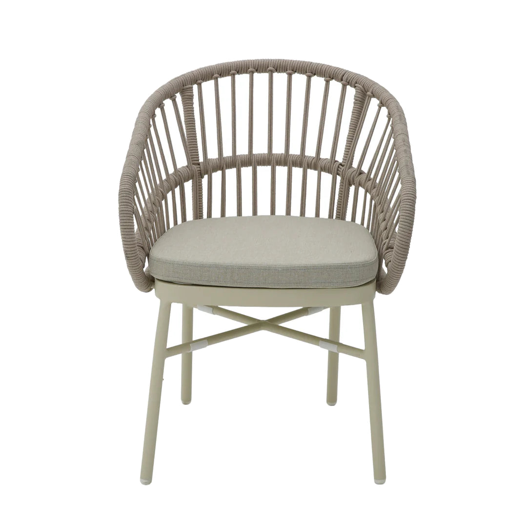 Taupe Rattan Outdoor Dining Chair - Beige Cushion (Set of 2)