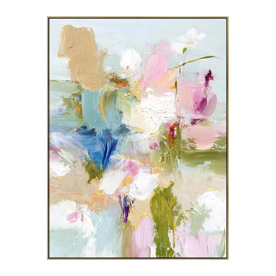 90 x 120cm Framed Canvas - Light Natural
