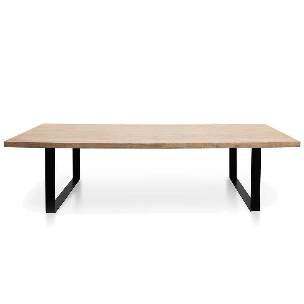 Reclaimed Elm Wood Dining Table 3m - Rustic Natural - Thick Top