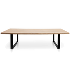 Reclaimed Elm Wood Dining Table 3m - Rustic Natural - Thick Top