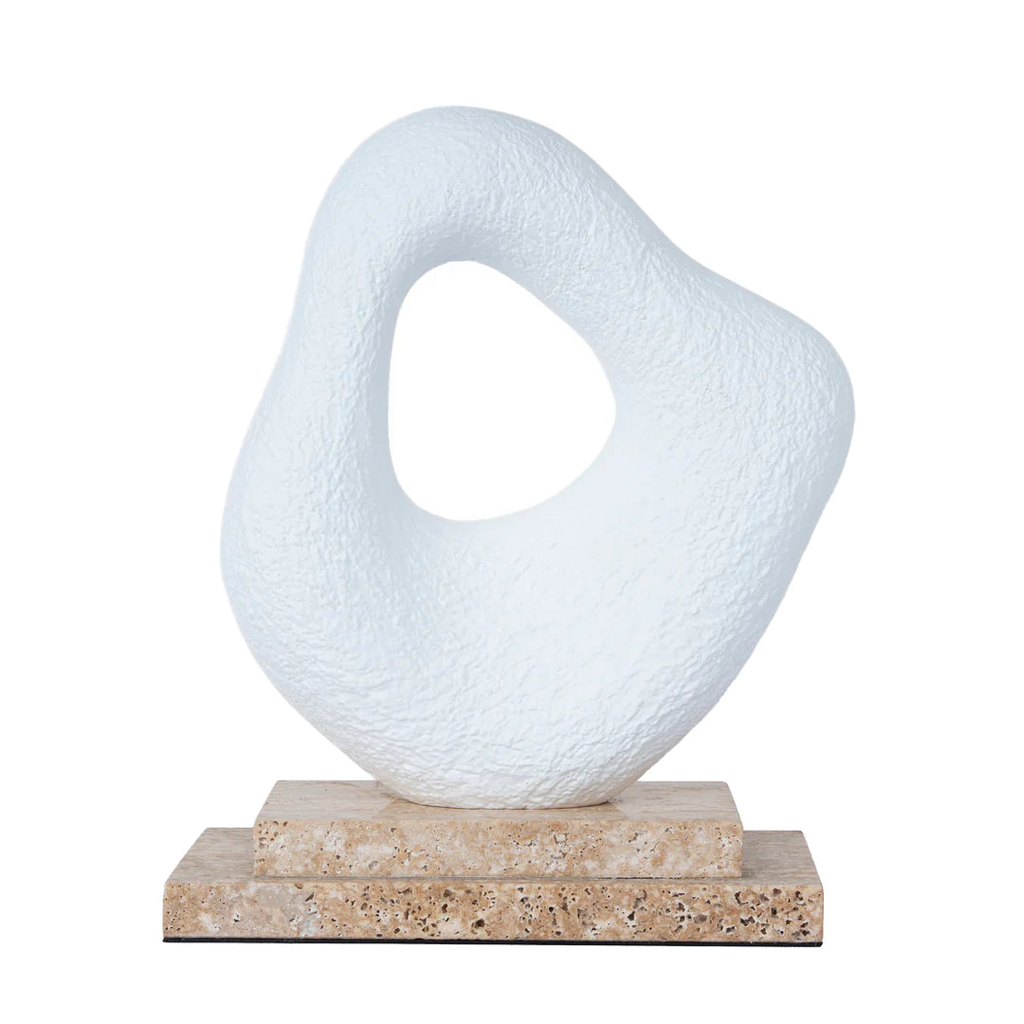 Organic Shape Marble Sculpture - Clay White