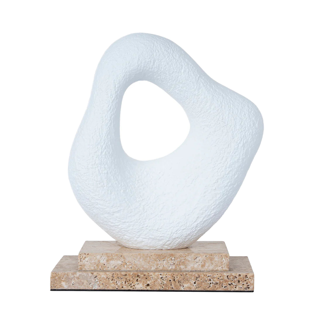 Organic Shape Marble Sculpture - Clay White