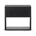 Oak Bedside Table - Black