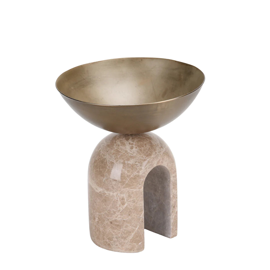 Arc Pedestal Metal Small Tray - Antique Brass