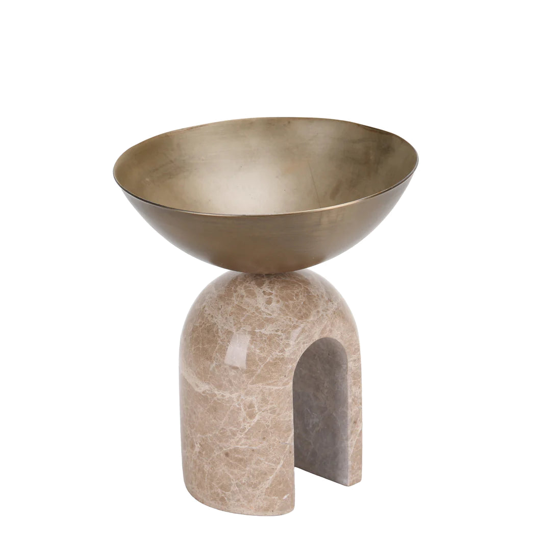 Arc Pedestal Metal Small Tray - Antique Brass