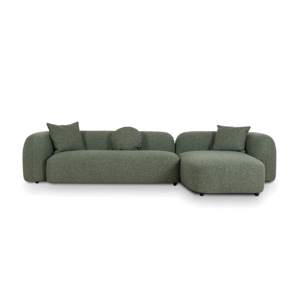 3 Seater Right Chaise Sofa - Amazon Green