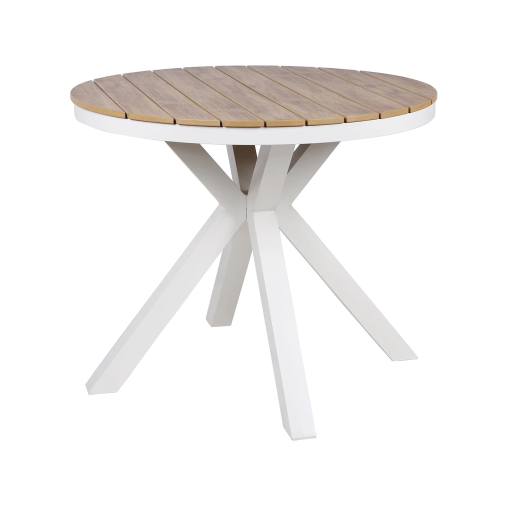 90cm Round Sand White Outdoor Dining Table - Natural