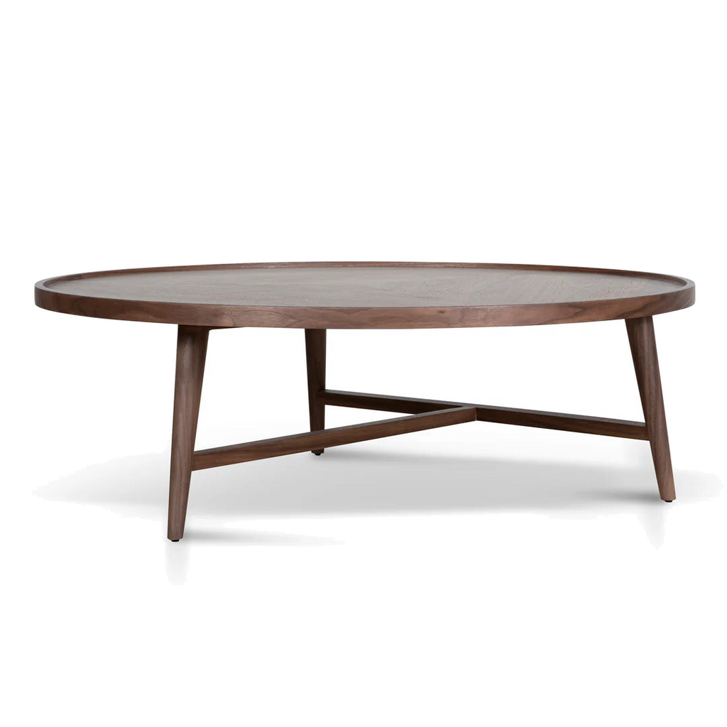1.1m Wooden Round Coffee Table - Walnut