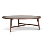 1.1m Wooden Round Coffee Table - Walnut