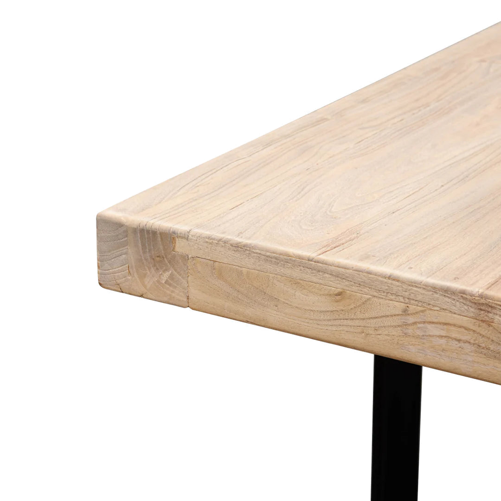 Reclaimed Elm Wood Dining Table 3m - Rustic Natural - Thick Top