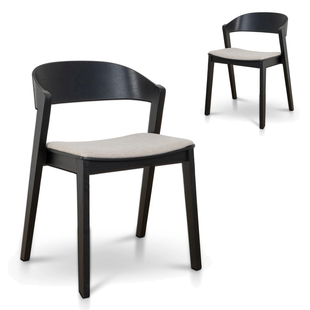 Black Dining Chair - Grey Seat (Set of 2)