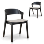 Black Dining Chair - Grey Seat (Set of 2)