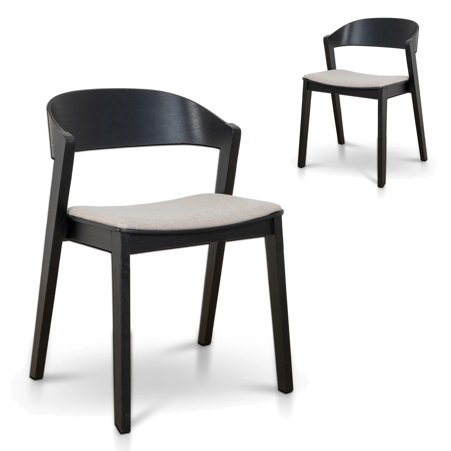 Black Dining Chair - Grey Seat (Set of 2)