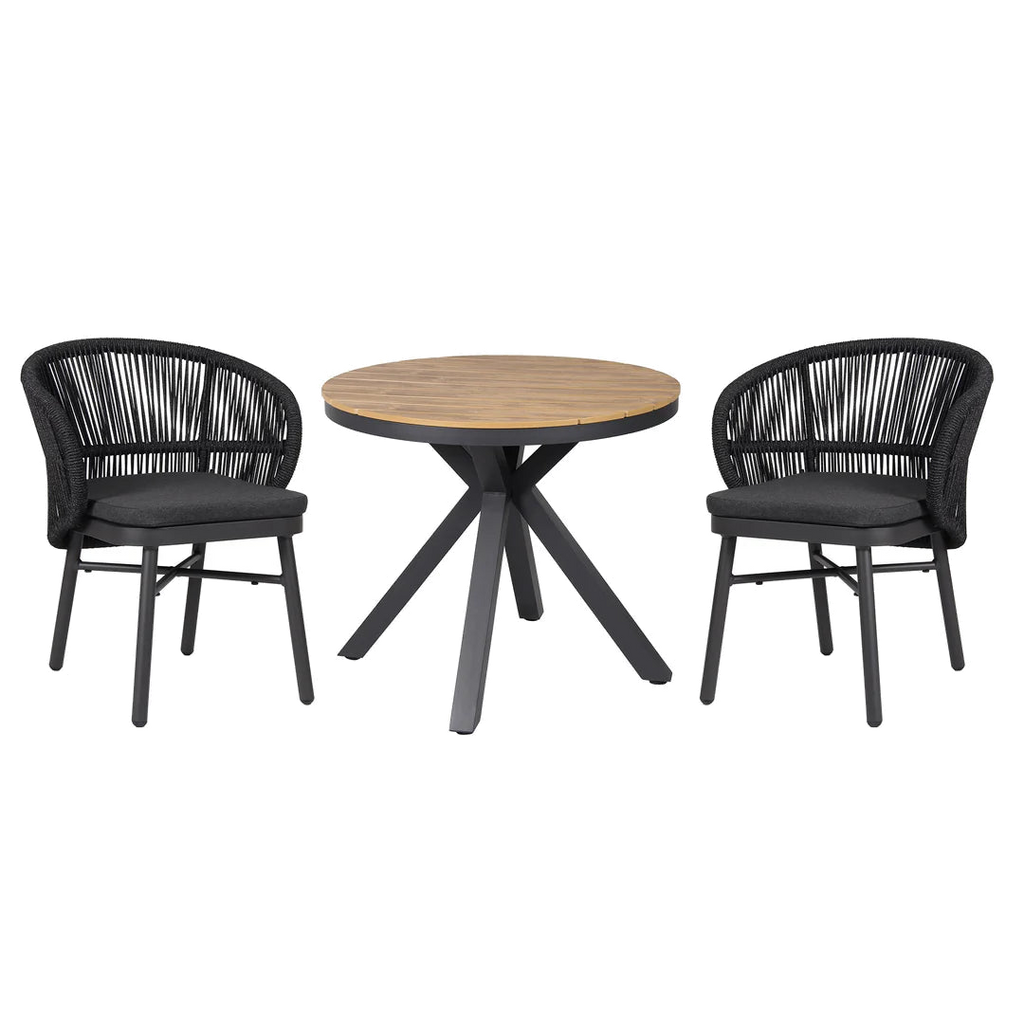 90cm Round Charcoal Outdoor Dining Table - Natural