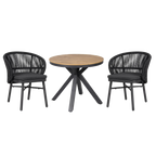 90cm Round Charcoal Outdoor Dining Table - Natural