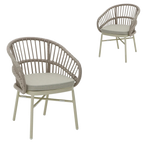 Taupe Rattan Outdoor Dining Chair - Beige Cushion (Set of 2)