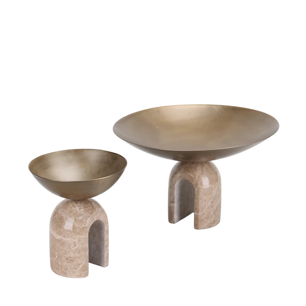 Arc Pedestal Metal Small Tray - Antique Brass