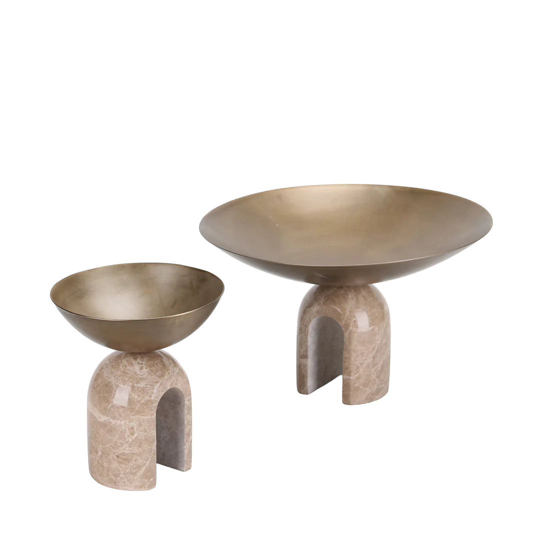 Arc Pedestal Metal Small Tray - Antique Brass