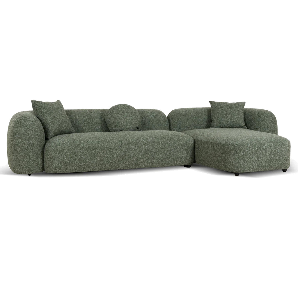 3 Seater Right Chaise Sofa - Amazon Green