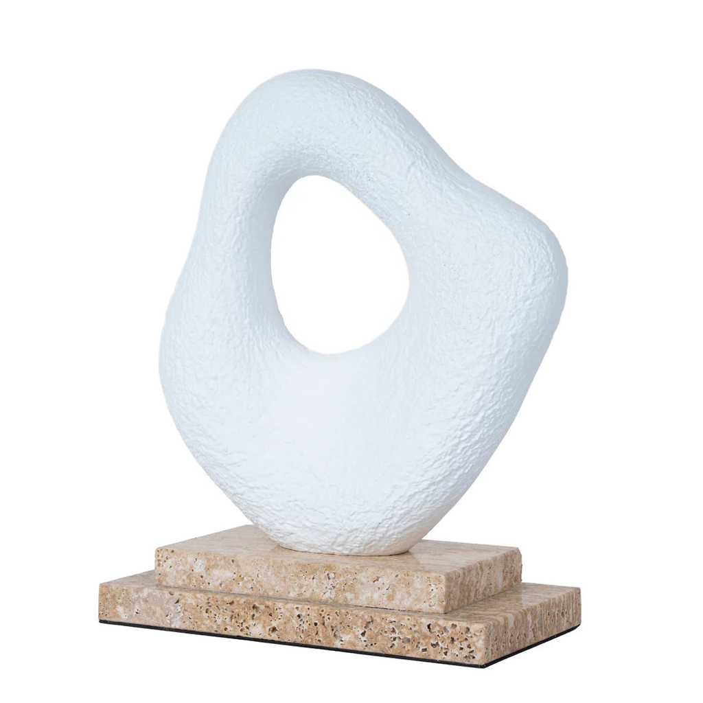 Organic Shape Marble Sculpture - Clay White