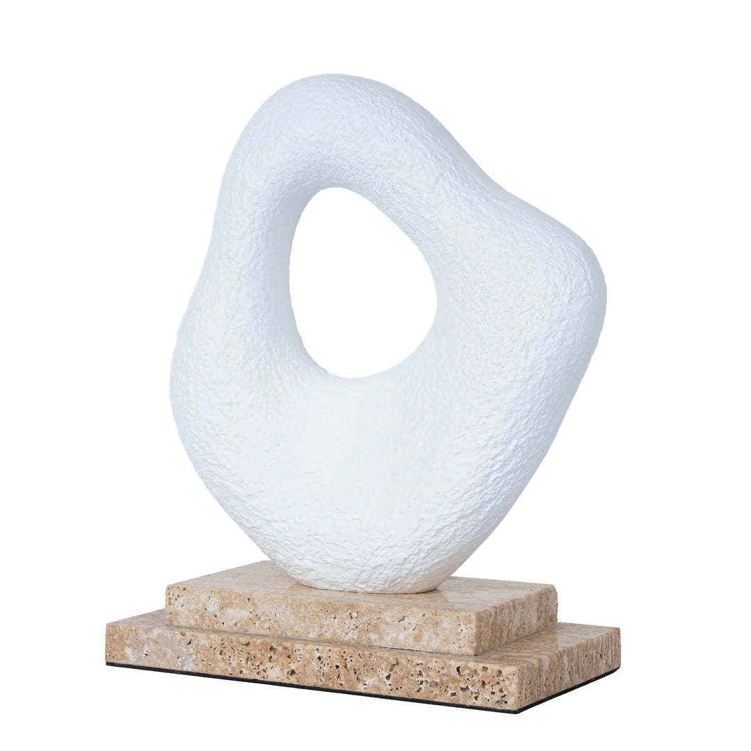 Organic Shape Marble Sculpture - Clay White