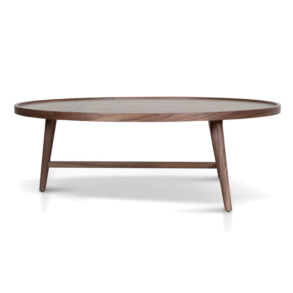 1.1m Wooden Round Coffee Table - Walnut