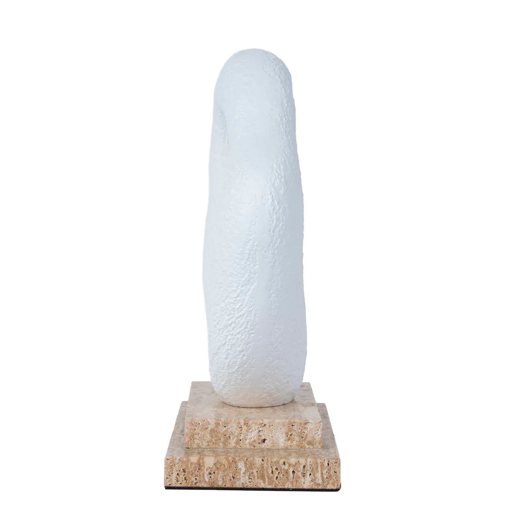 Organic Shape Marble Sculpture - Clay White